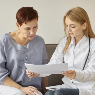 Doctor reviewing treatment plans with patient