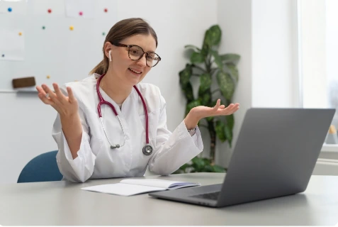Doctor conducting a telehealth consultation