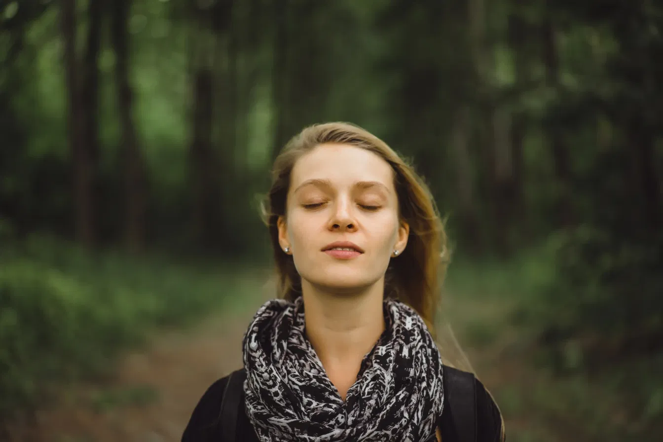 Woman feeling calm and relief after anxiety treatment