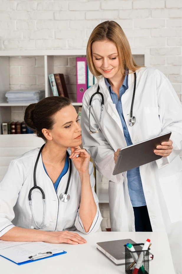 Doctor explaining ADHD testing process to patient