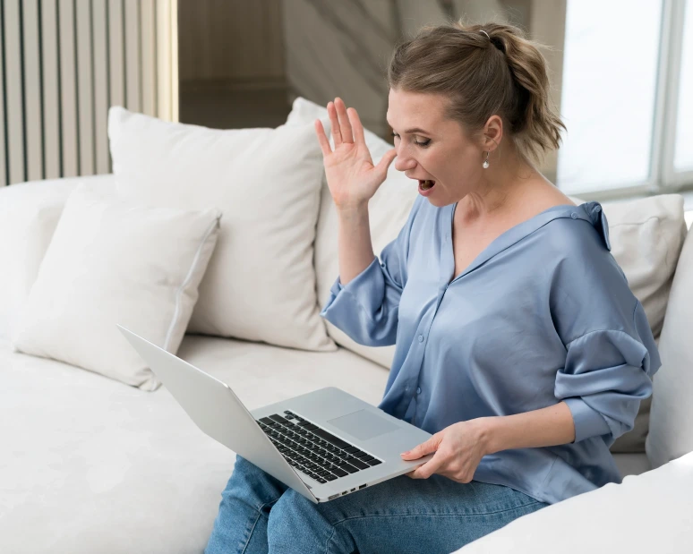 Young woman telehealth mental health session